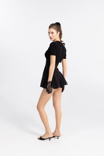 Nana Jacqueline Elara Knitted Cropped Cardigan: Black Cardigan for Date Night Black