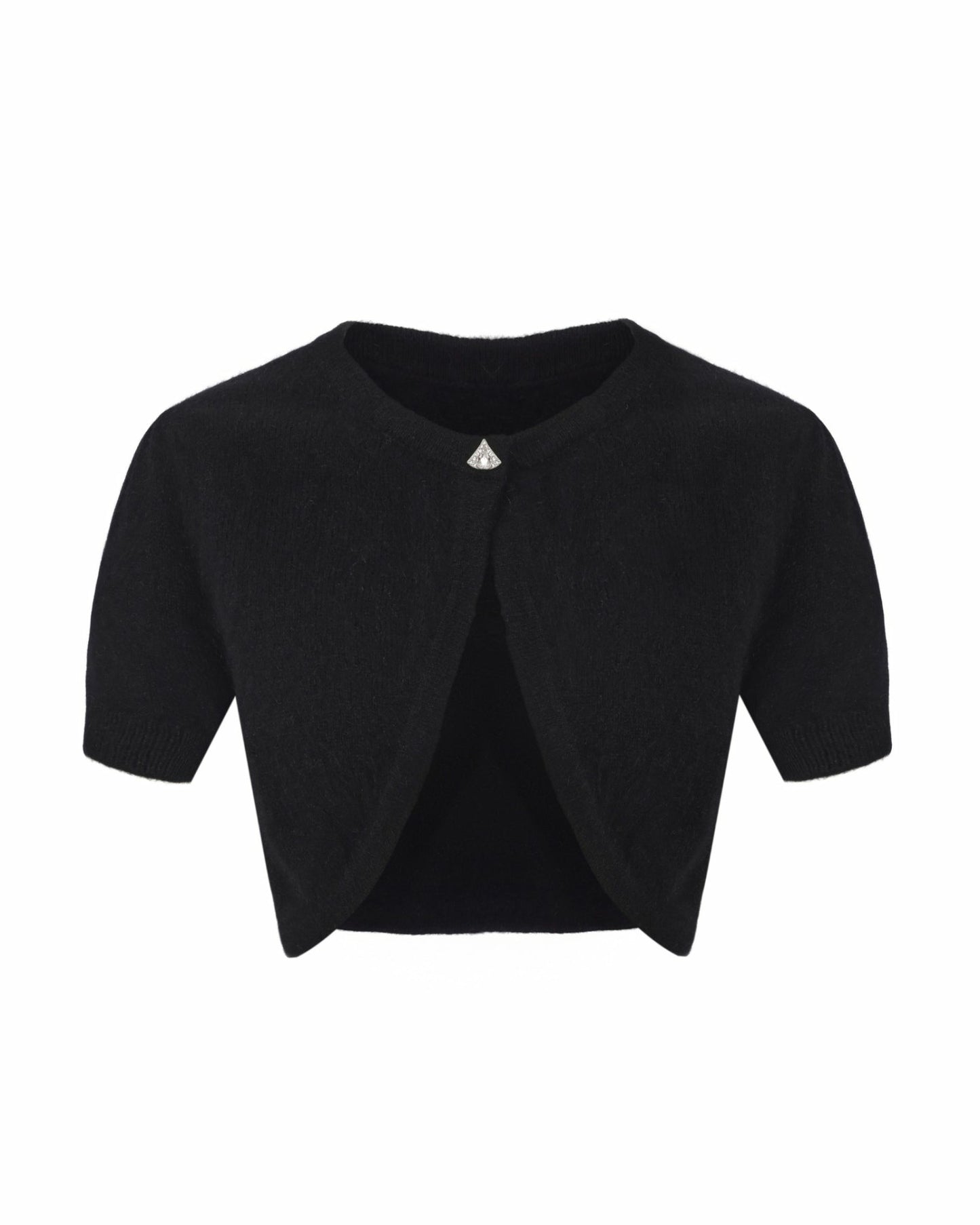 Nana Jacqueline Elara Knitted Cropped Cardigan: Black Cardigan for Date Night Black
