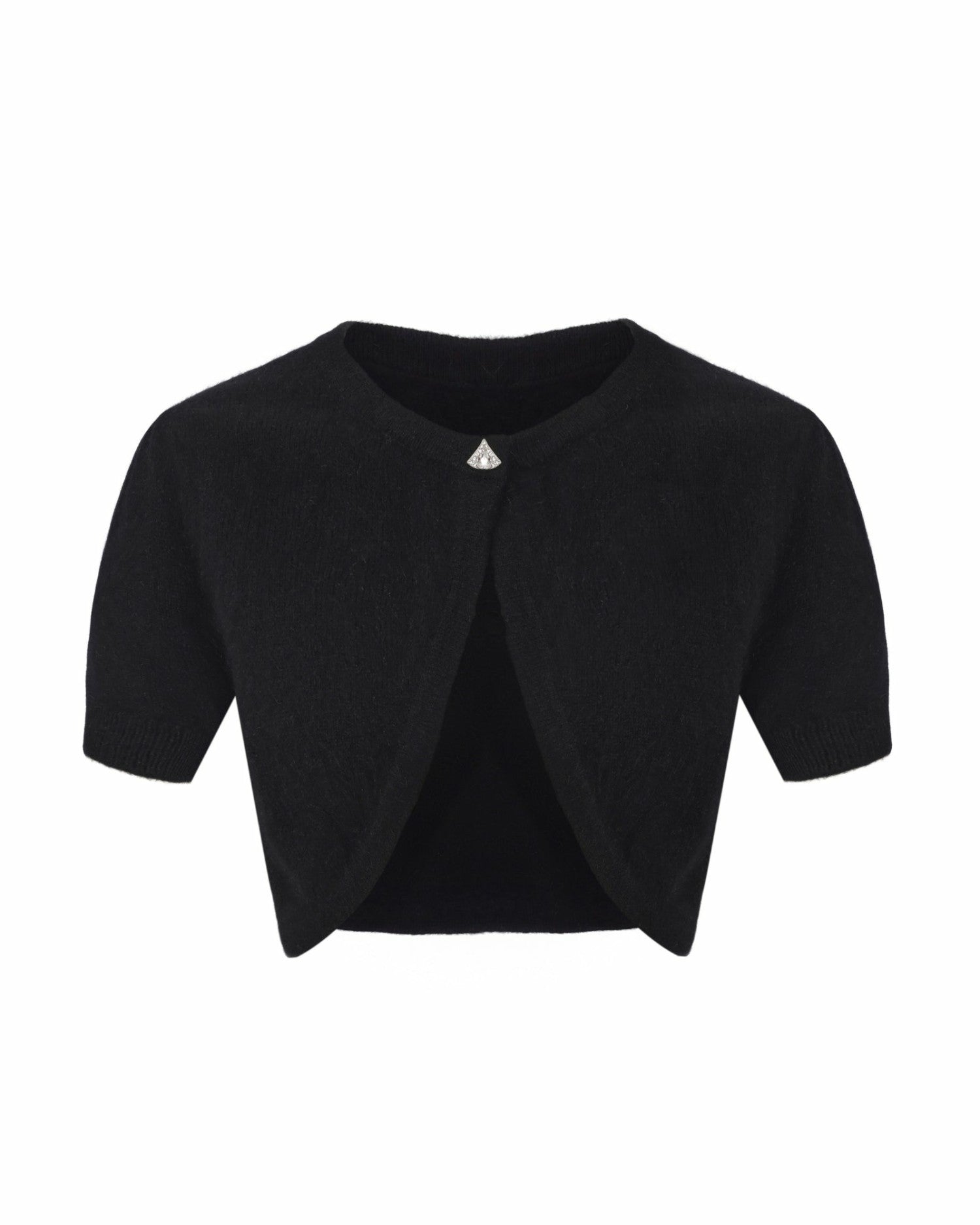 Nana Jacqueline Elara Knitted Cropped Cardigan: Black Cardigan for Date Night Black