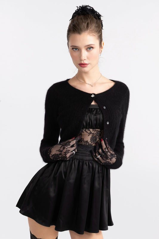 Nana Jacqueline Mirabelle Knitted Cardigan: Black Cardigan for Brunch Black