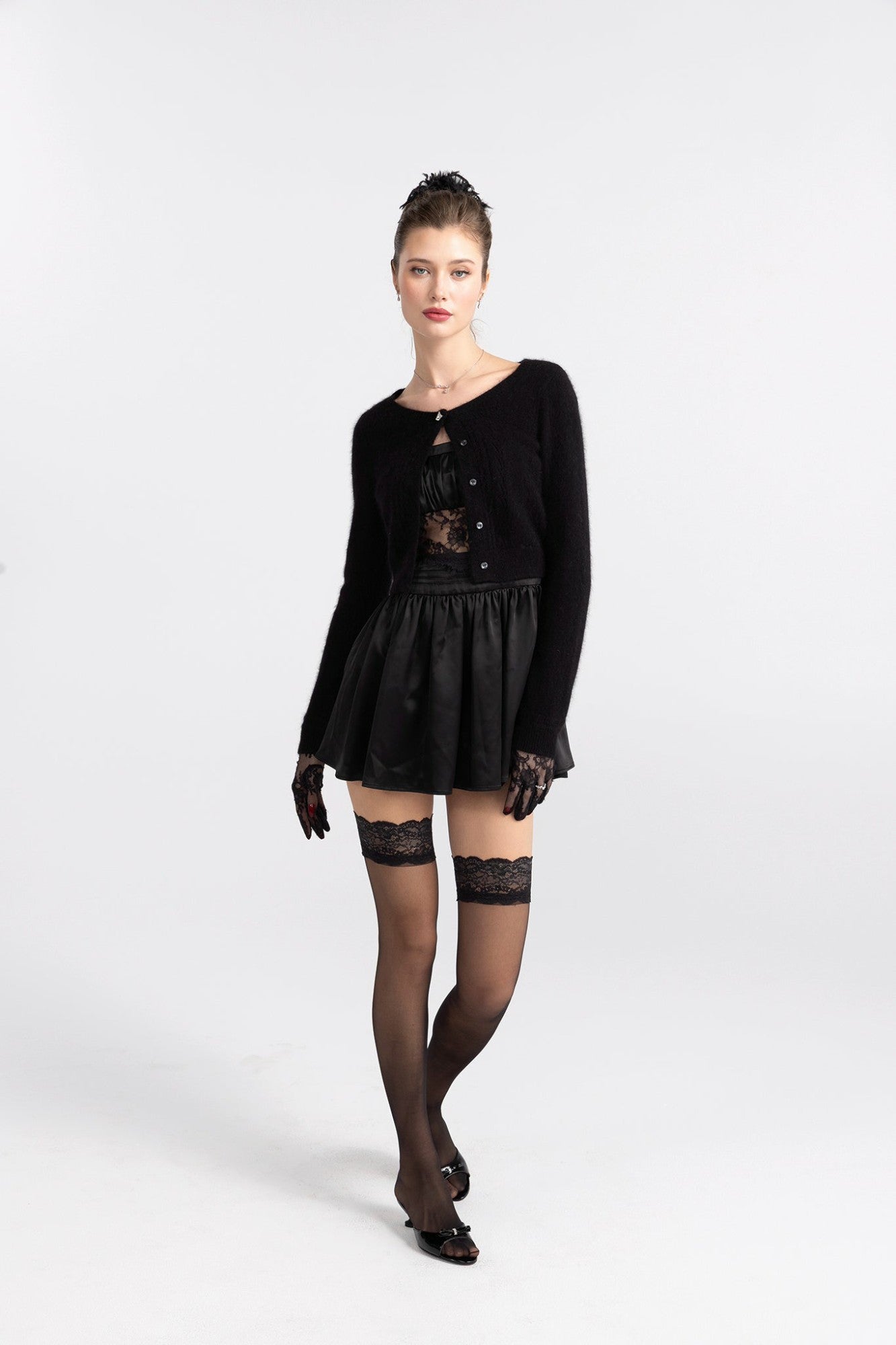 Nana Jacqueline Mirabelle Knitted Cardigan: Black Cardigan for Brunch Black