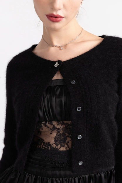 Nana Jacqueline Mirabelle Knitted Cardigan: Black Cardigan for Brunch Black