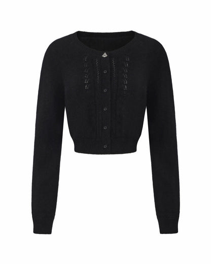 Nana Jacqueline Mirabelle Knitted Cardigan: Black Cardigan for Brunch Black