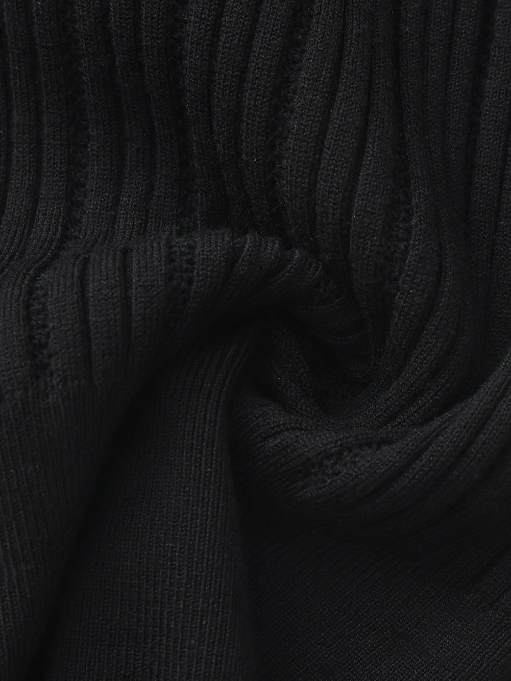 Nana Jacqueline Claudette Contrast Collar Rib Knit Black Top Black