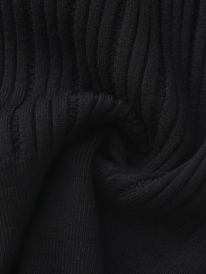 Nana Jacqueline Claudette Contrast Collar Rib Knit Black Top Black