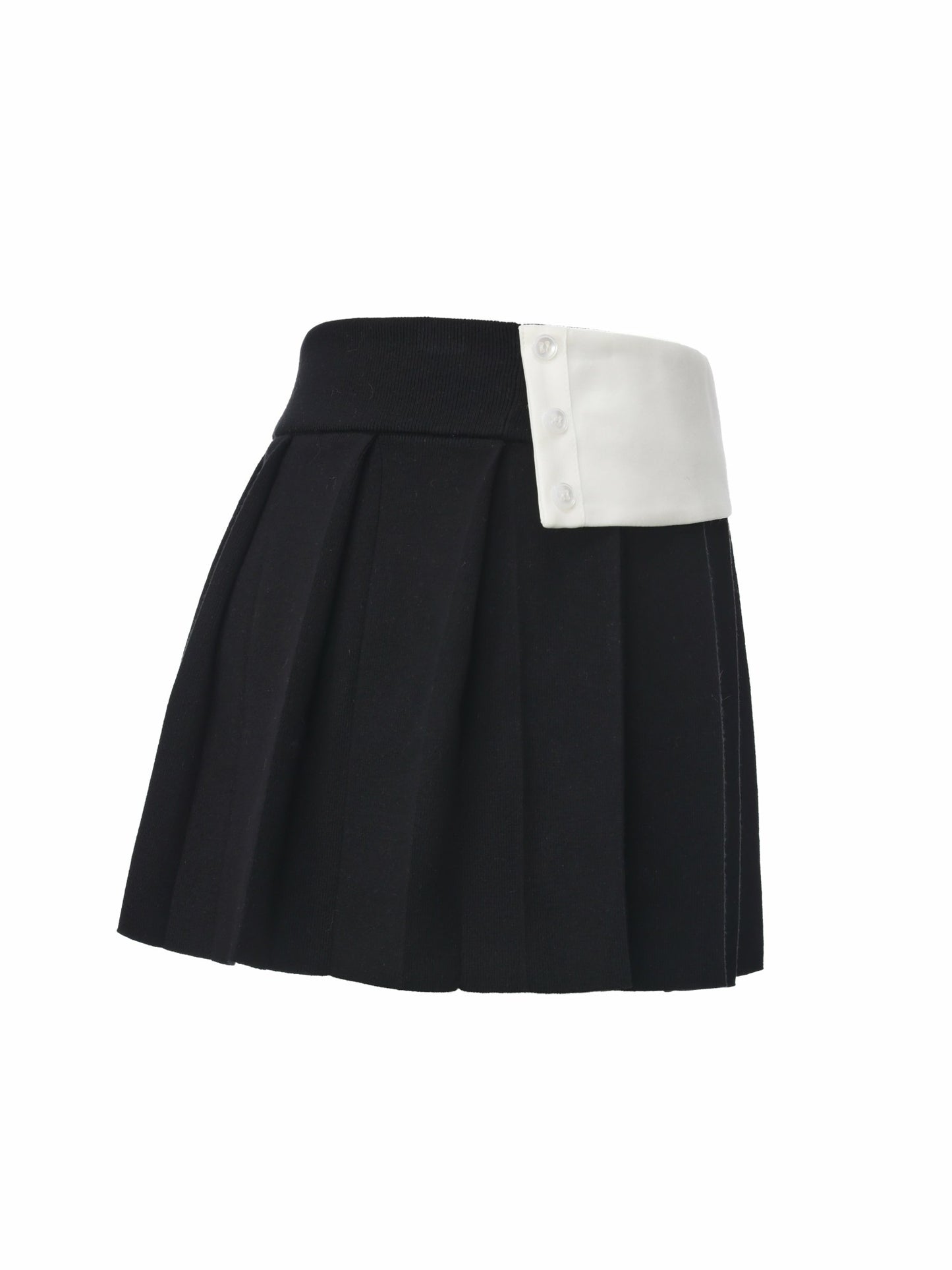 Nana Jacqueline Claudette Contrast Waist Pleated Black Mini Skirt Black