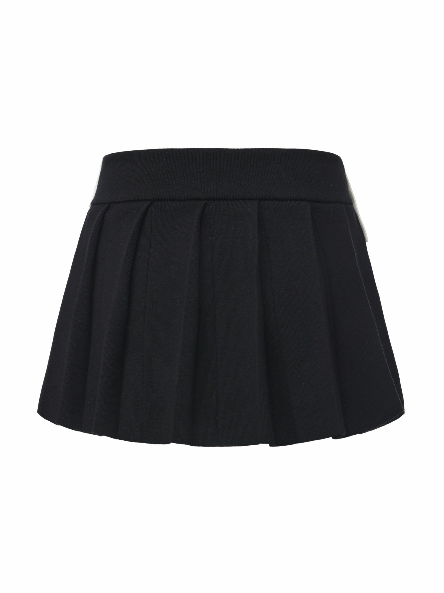 Nana Jacqueline Claudette Contrast Waist Pleated Black Mini Skirt Black