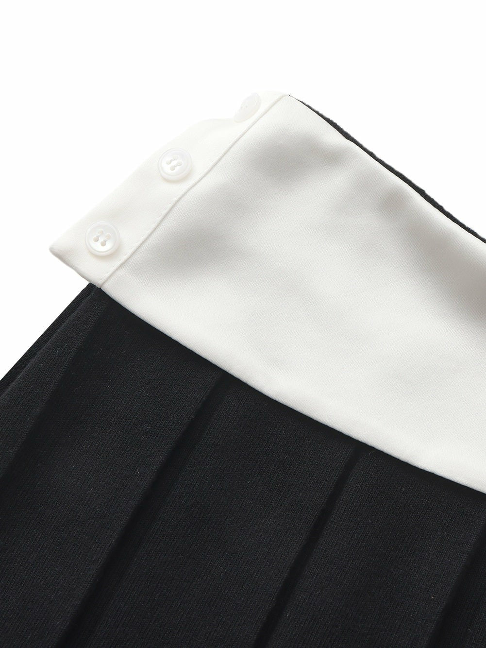 Nana Jacqueline Claudette Contrast Waist Pleated Black Mini Skirt Black