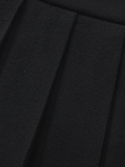 Nana Jacqueline Claudette Contrast Waist Pleated Black Mini Skirt Black