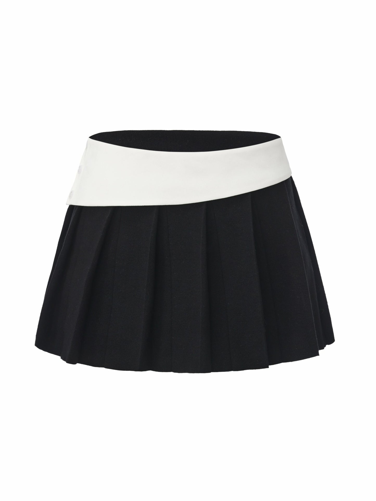 Nana Jacqueline Claudette Contrast Waist Pleated Black Mini Skirt Black