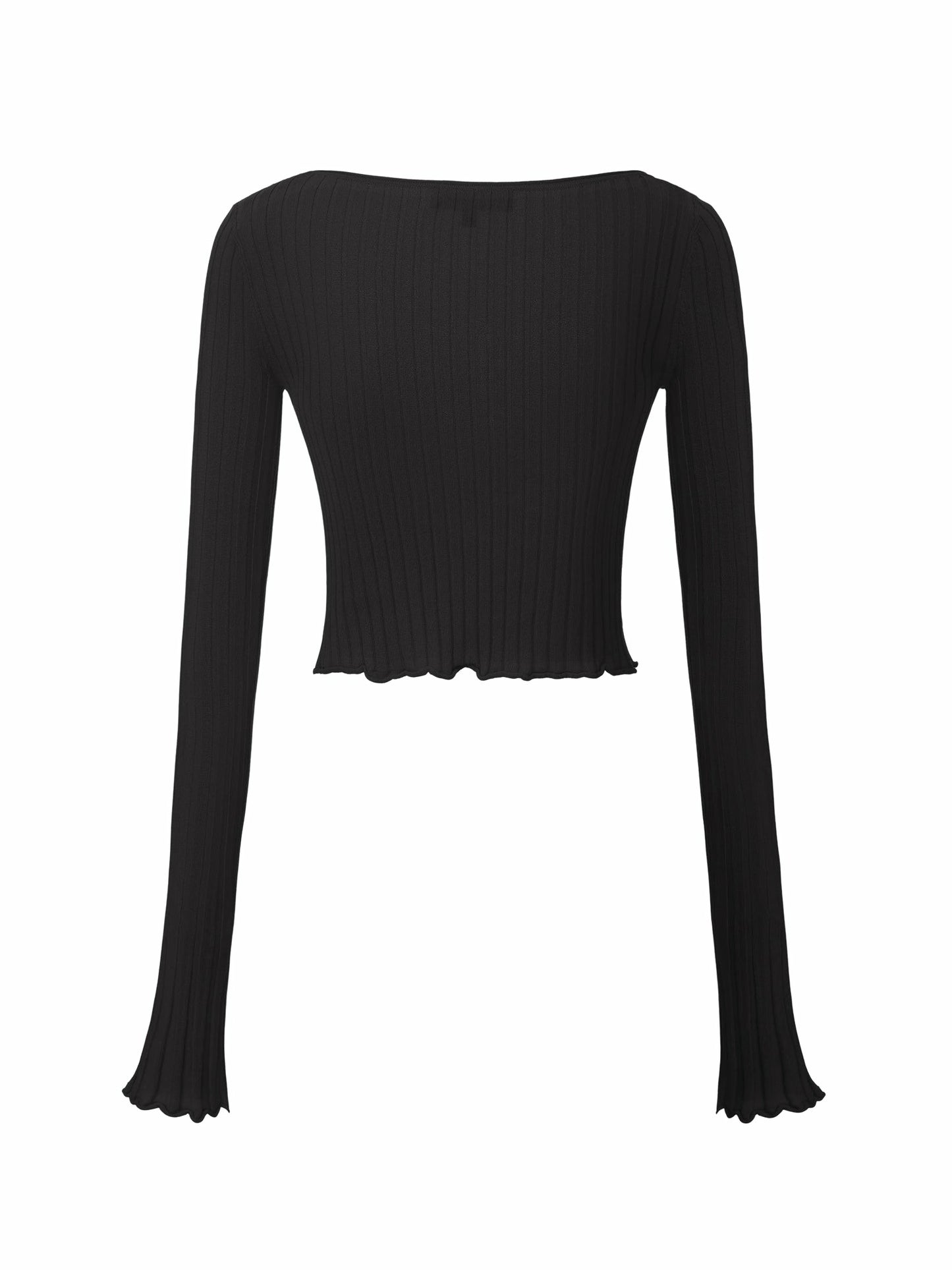 Nana Jacqueline Black Cropped Ribbed Knit Cardigan Black