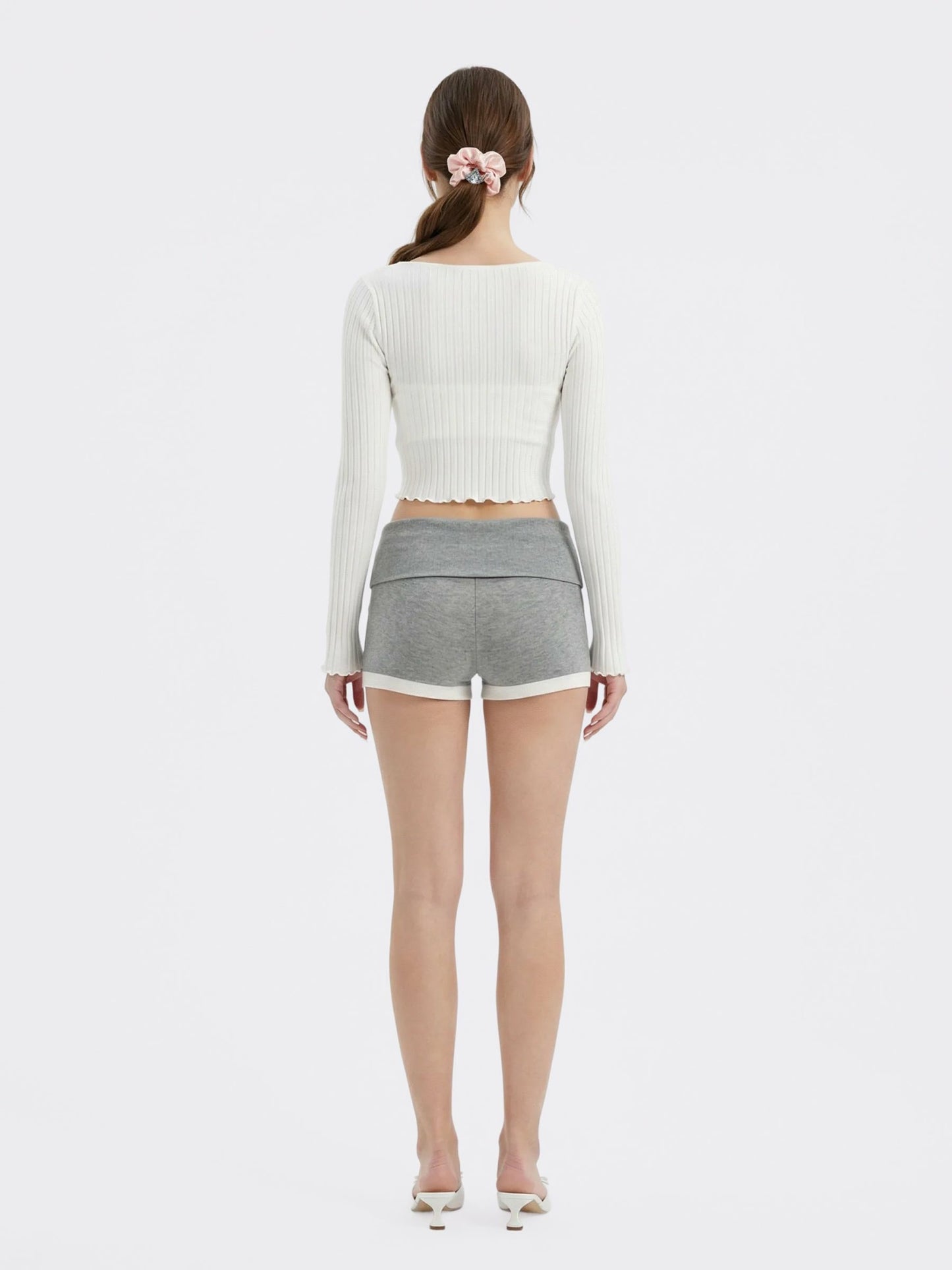 Nana Jacqueline White Cropped Ribbed Knit Cardigan White