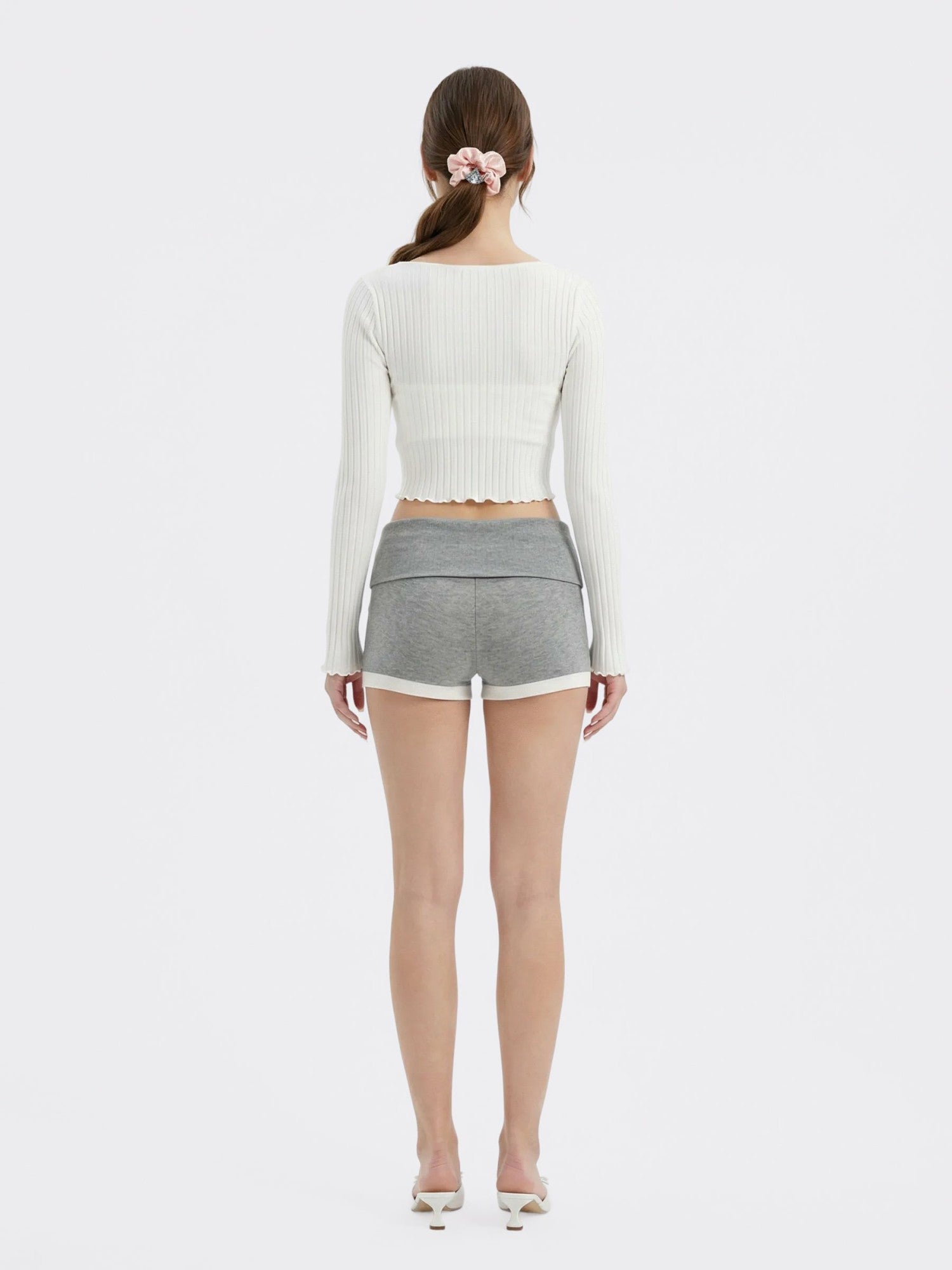 Nana Jacqueline White Cropped Ribbed Knit Cardigan White