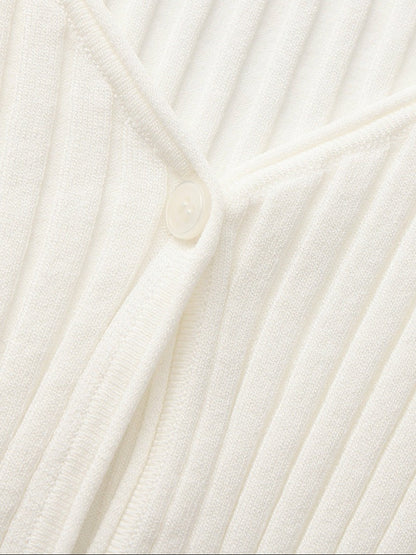 Nana Jacqueline White Cropped Ribbed Knit Cardigan White