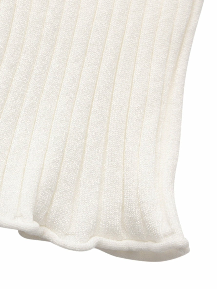 Nana Jacqueline White Cropped Ribbed Knit Cardigan White