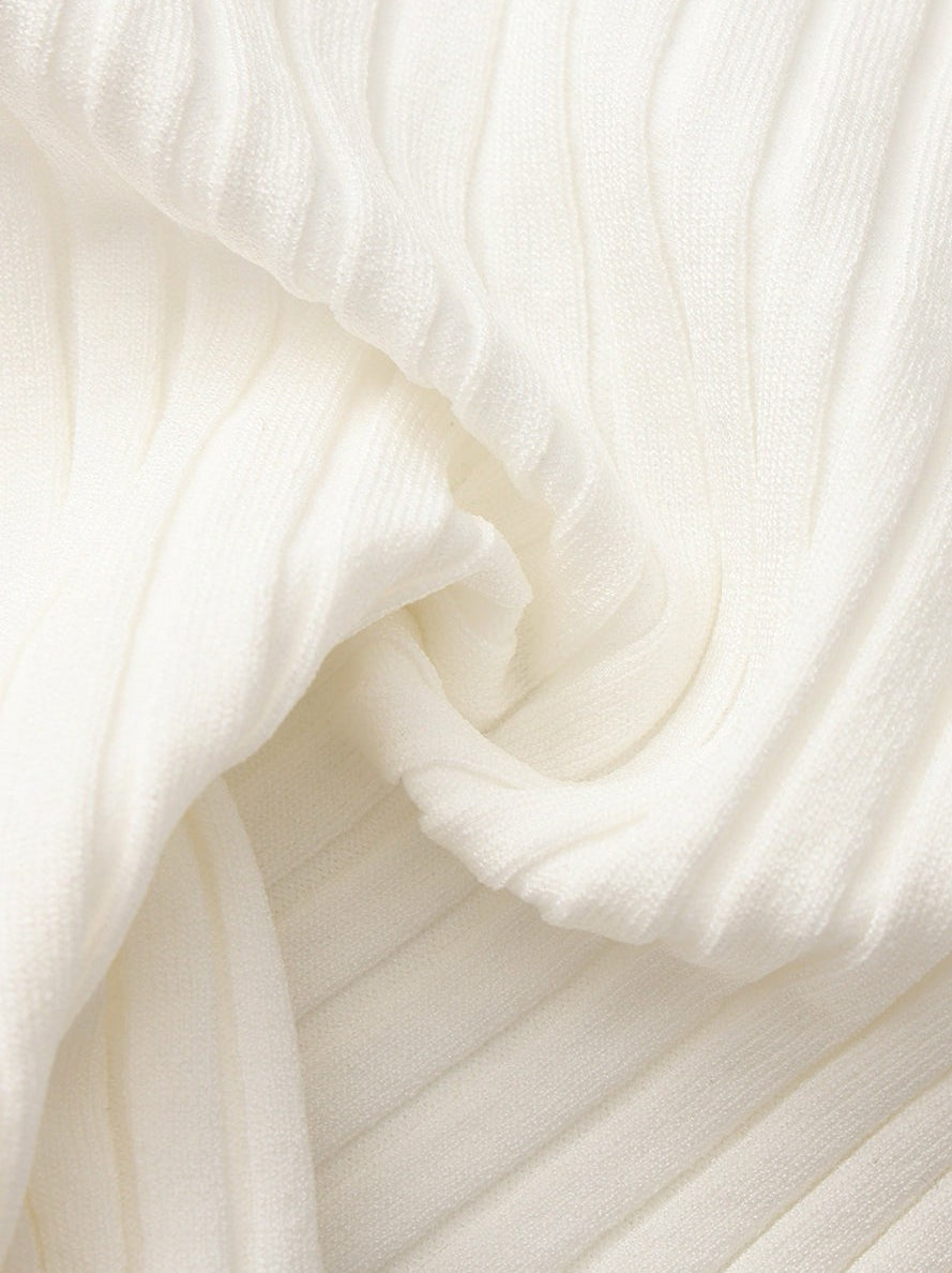 Nana Jacqueline White Cropped Ribbed Knit Cardigan White