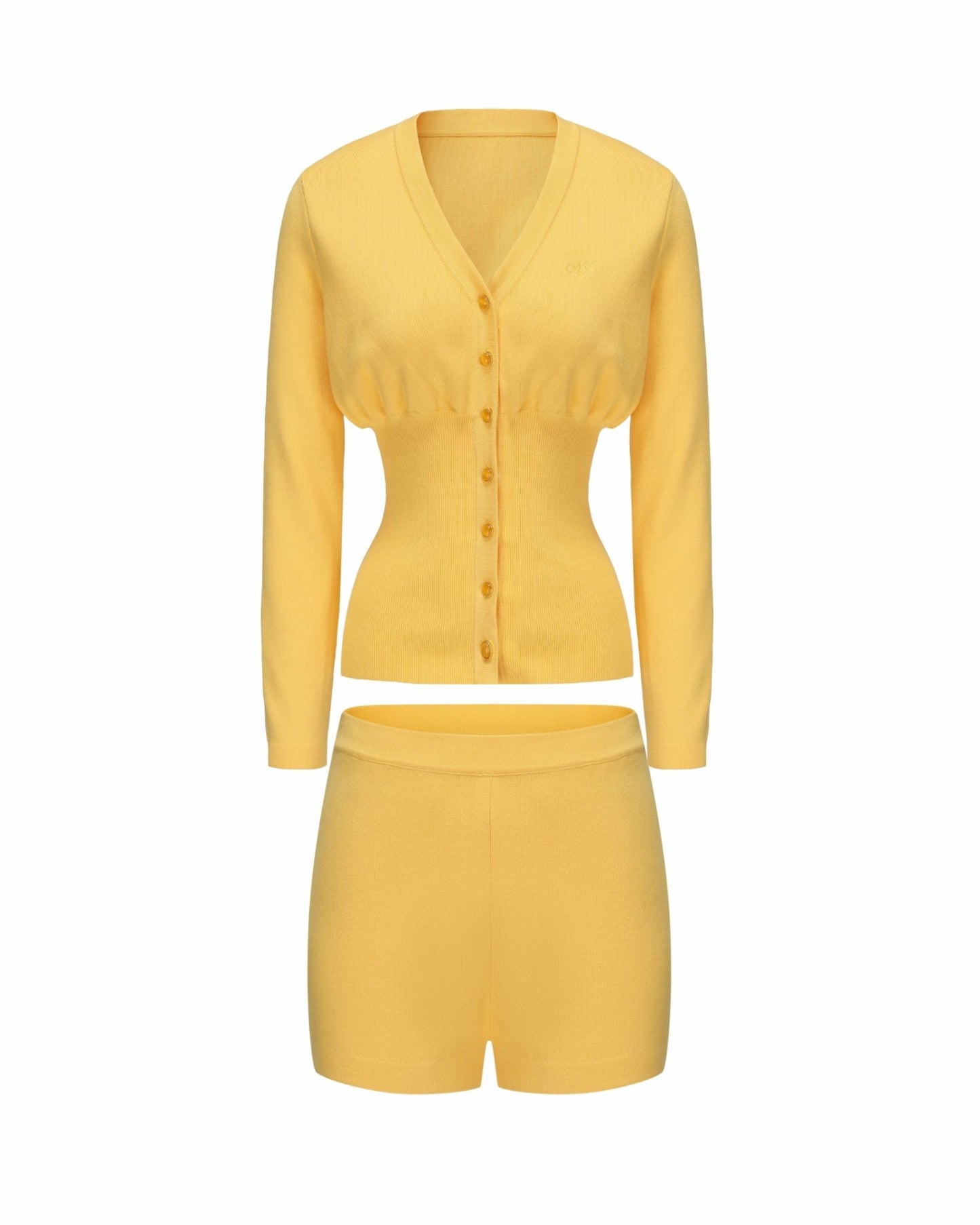 Nana Jacqueline Naomi Knit Set: Yellow Knit Set for Resort Brunch Yellow