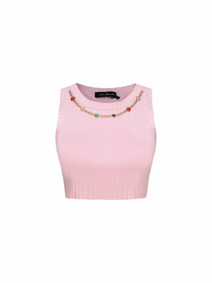 Nana Jacqueline Kennedy Knit Top Set: Pink Knit Set for Resort Brunch Pink