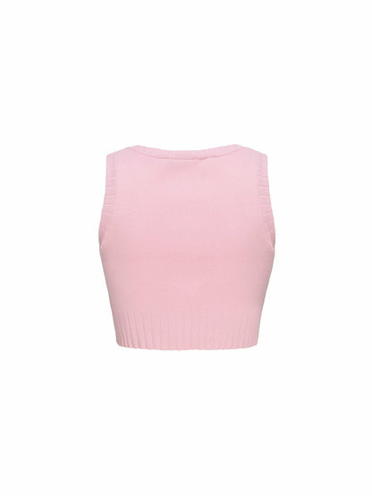 Nana Jacqueline Kennedy Knit Top Set: Pink Knit Set for Resort Brunch Pink