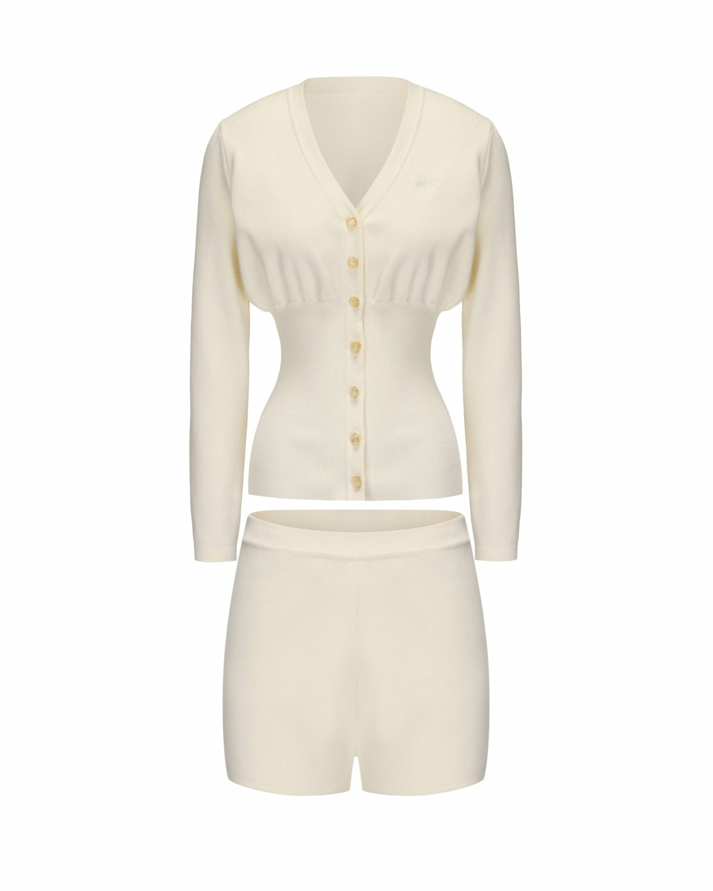 Nana Jacqueline Naomi Knit Set: White Knit Set for Resort Brunch White
