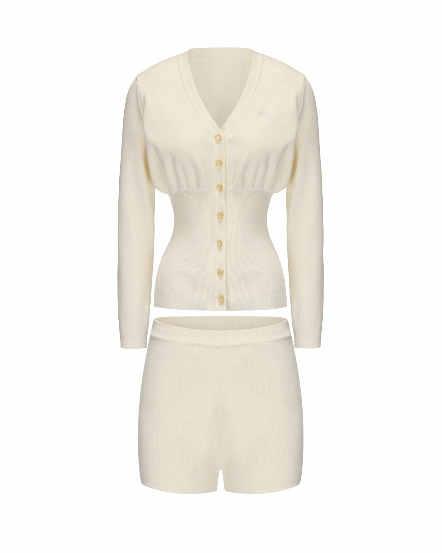 Nana Jacqueline Naomi Knit Set: White Knit Set for Resort Brunch White