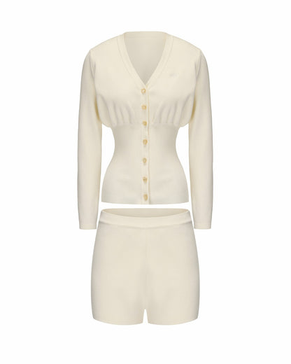 Nana Jacqueline Naomi Knit Set: White Knit Set for Resort Brunch White