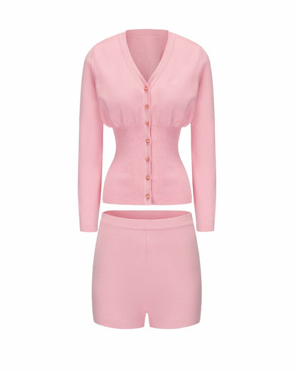 Nana Jacqueline Naomi Knit Set: Pink Knit Set for Brunch Pink