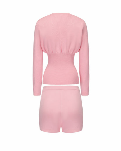 Nana Jacqueline Naomi Knit Set: Pink Knit Set for Brunch Pink