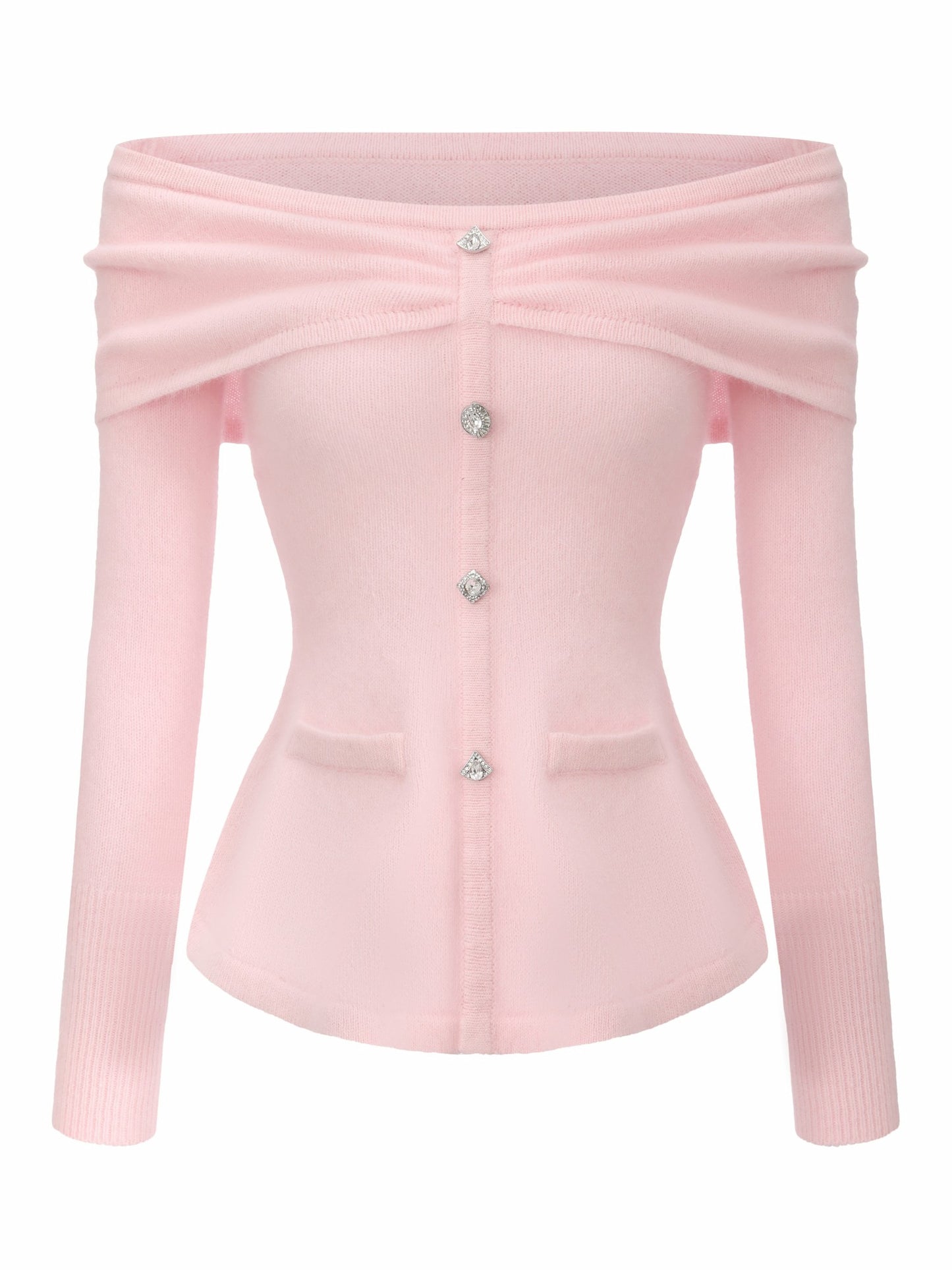 Nana Jacqueline Brigitte Off-Shoulder Knit Pink Top: Pink Knit Top for Brunch Pink