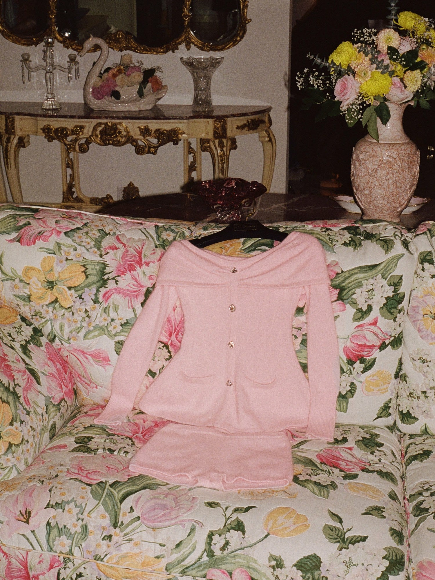 Nana Jacqueline Brigitte Off-Shoulder Knit Pink Top: Pink Knit Top for Brunch Pink