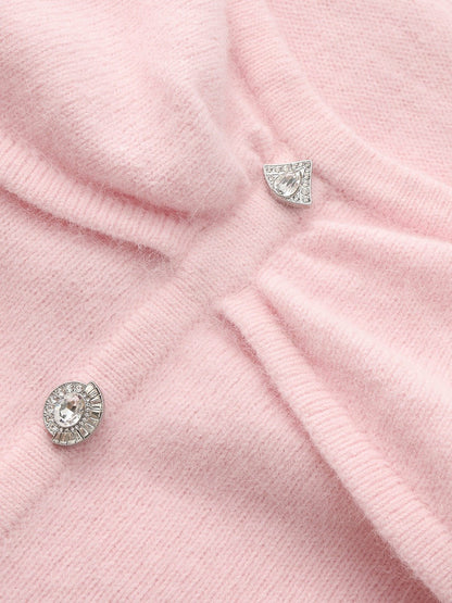 Nana Jacqueline Brigitte Off-Shoulder Knit Pink Top: Pink Knit Top for Brunch Pink