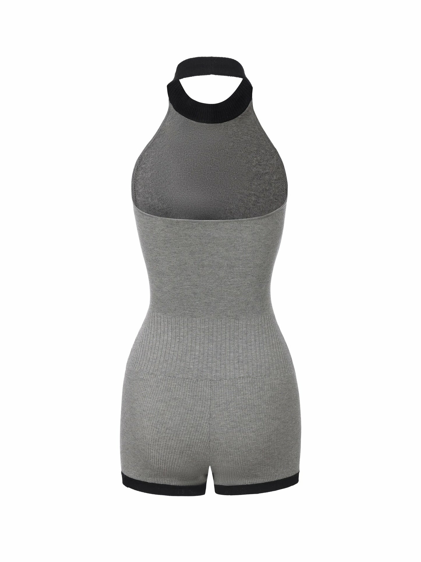 Nana Jacqueline Grey Contrast Halter Knit Romper Grey