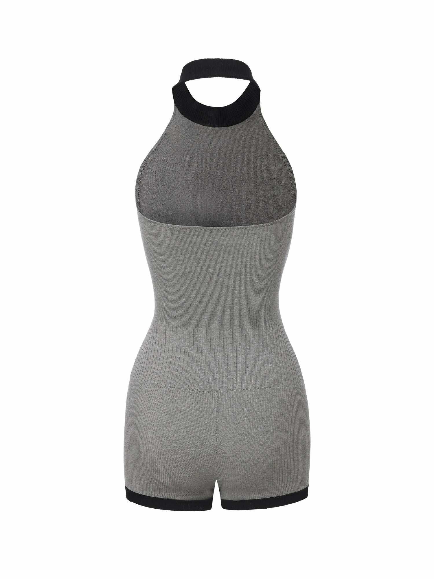 Nana Jacqueline Grey Contrast Halter Knit Romper Grey
