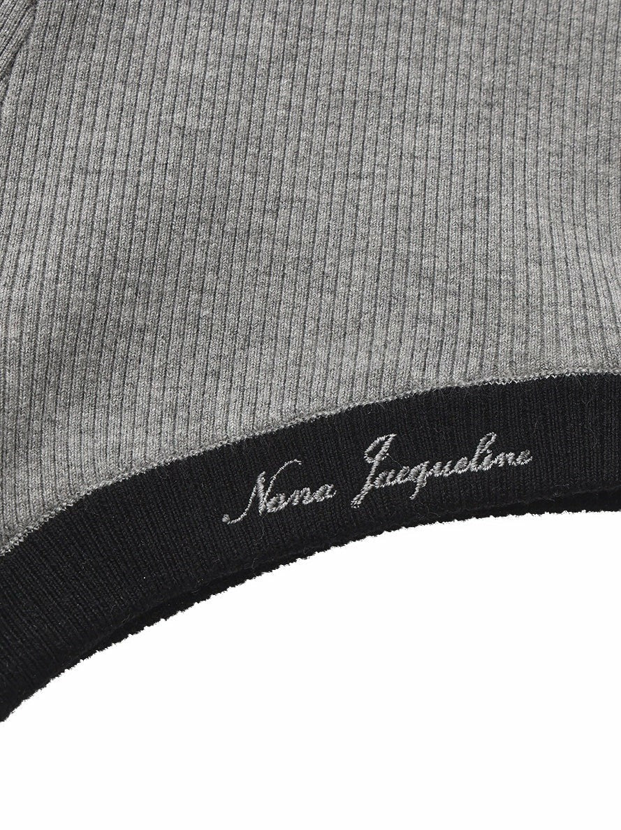 Nana Jacqueline Grey Contrast Halter Knit Romper Grey