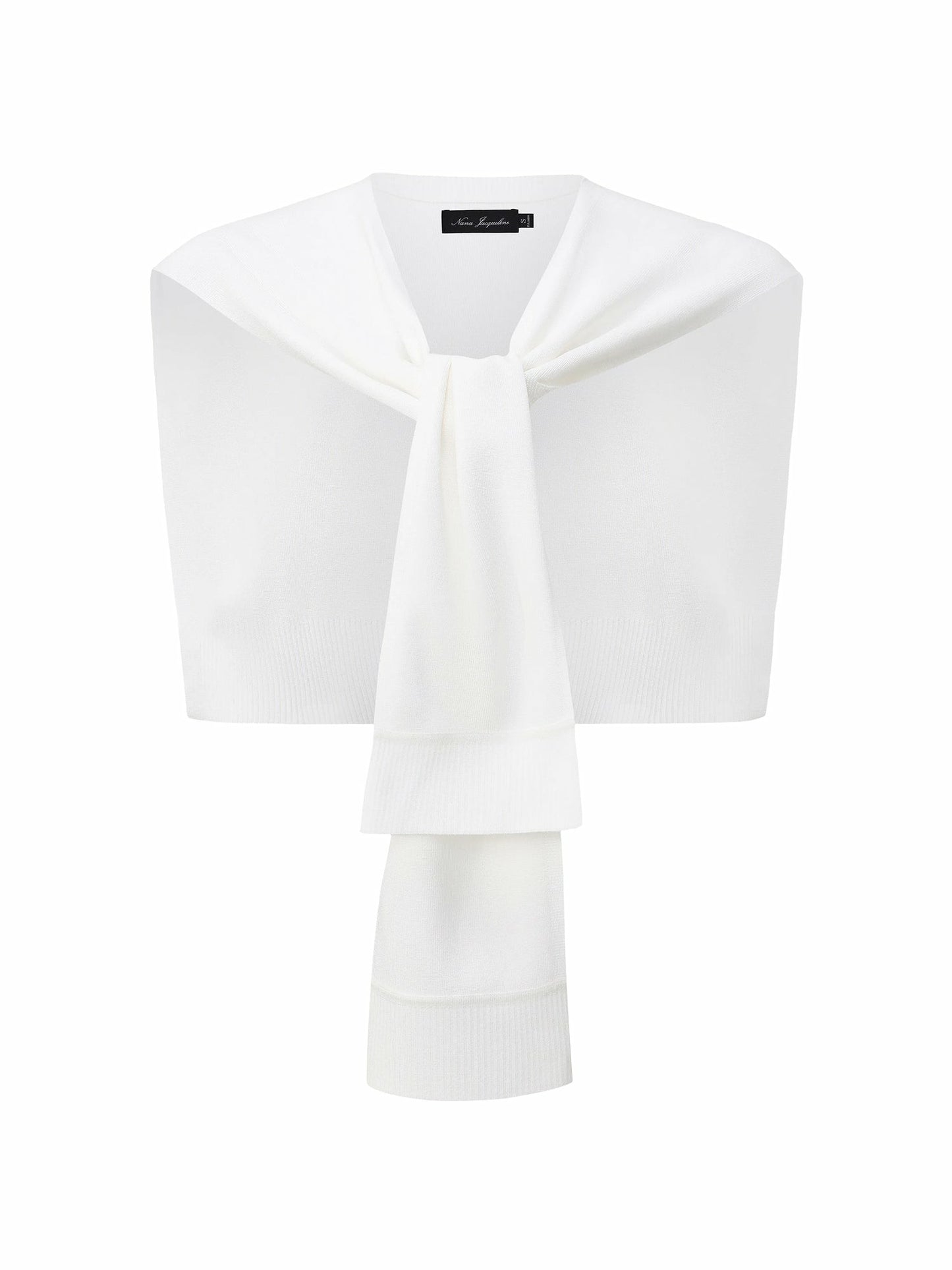 Nana Jacqueline White Knit Shawl with Ribbed Hem White
