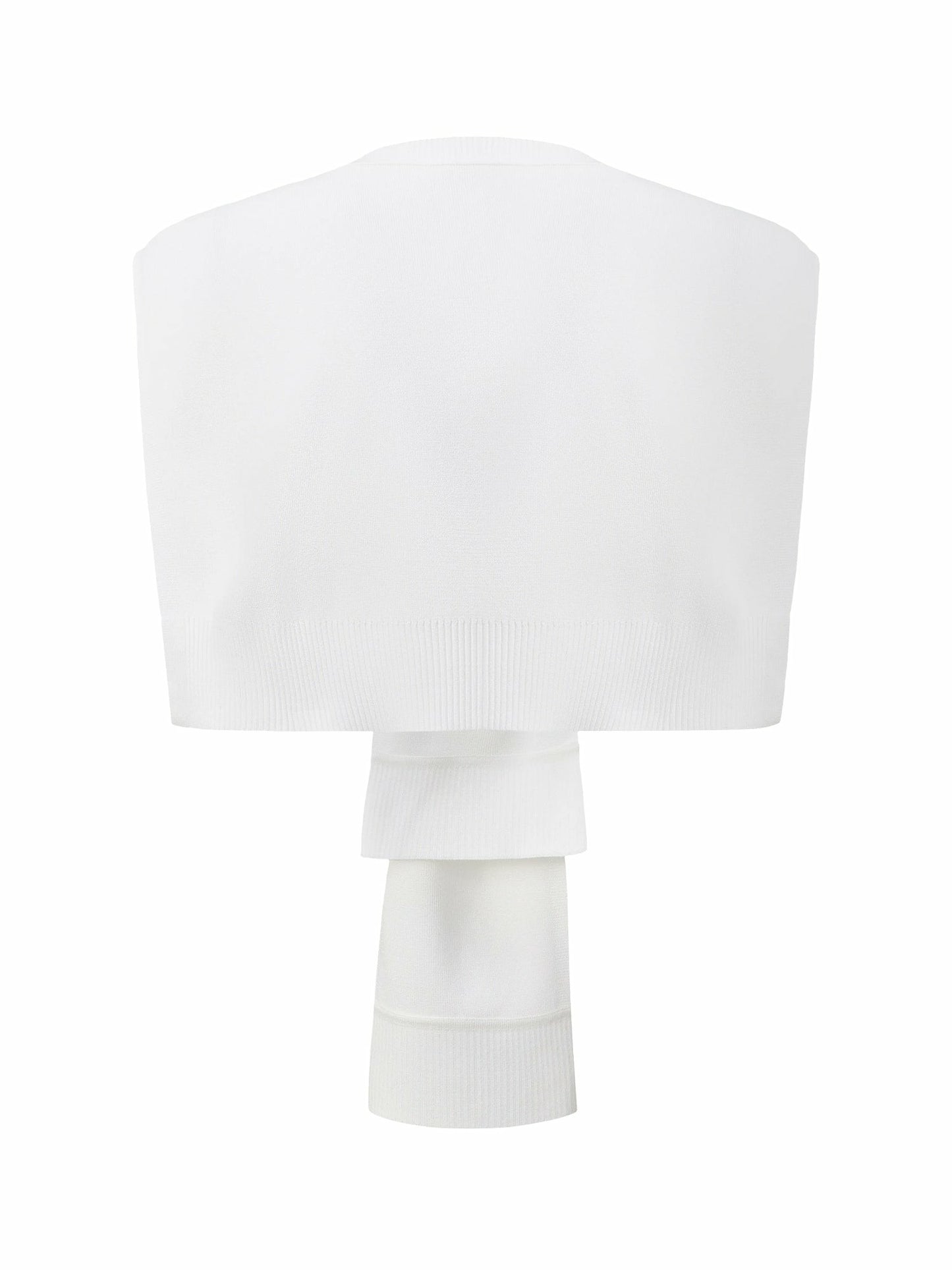 Nana Jacqueline White Knit Shawl with Ribbed Hem White
