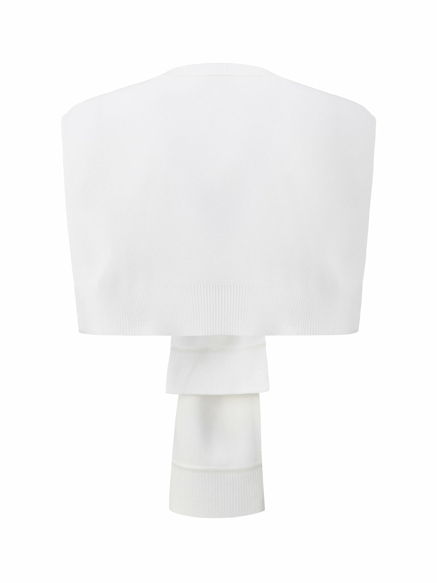 Nana Jacqueline White Knit Shawl with Ribbed Hem White