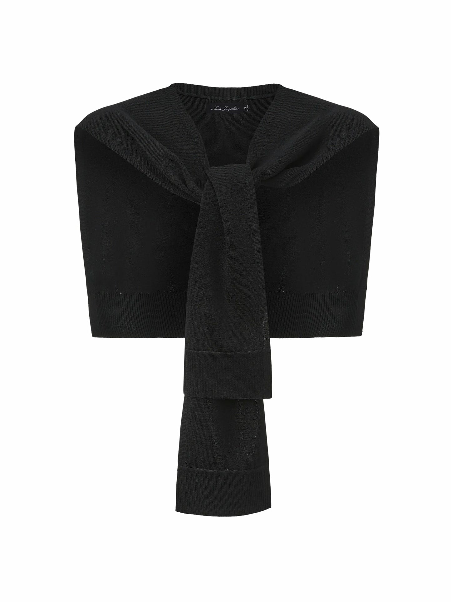 Nana Jacqueline Black Knit Shawl with Ribbed Hem Black