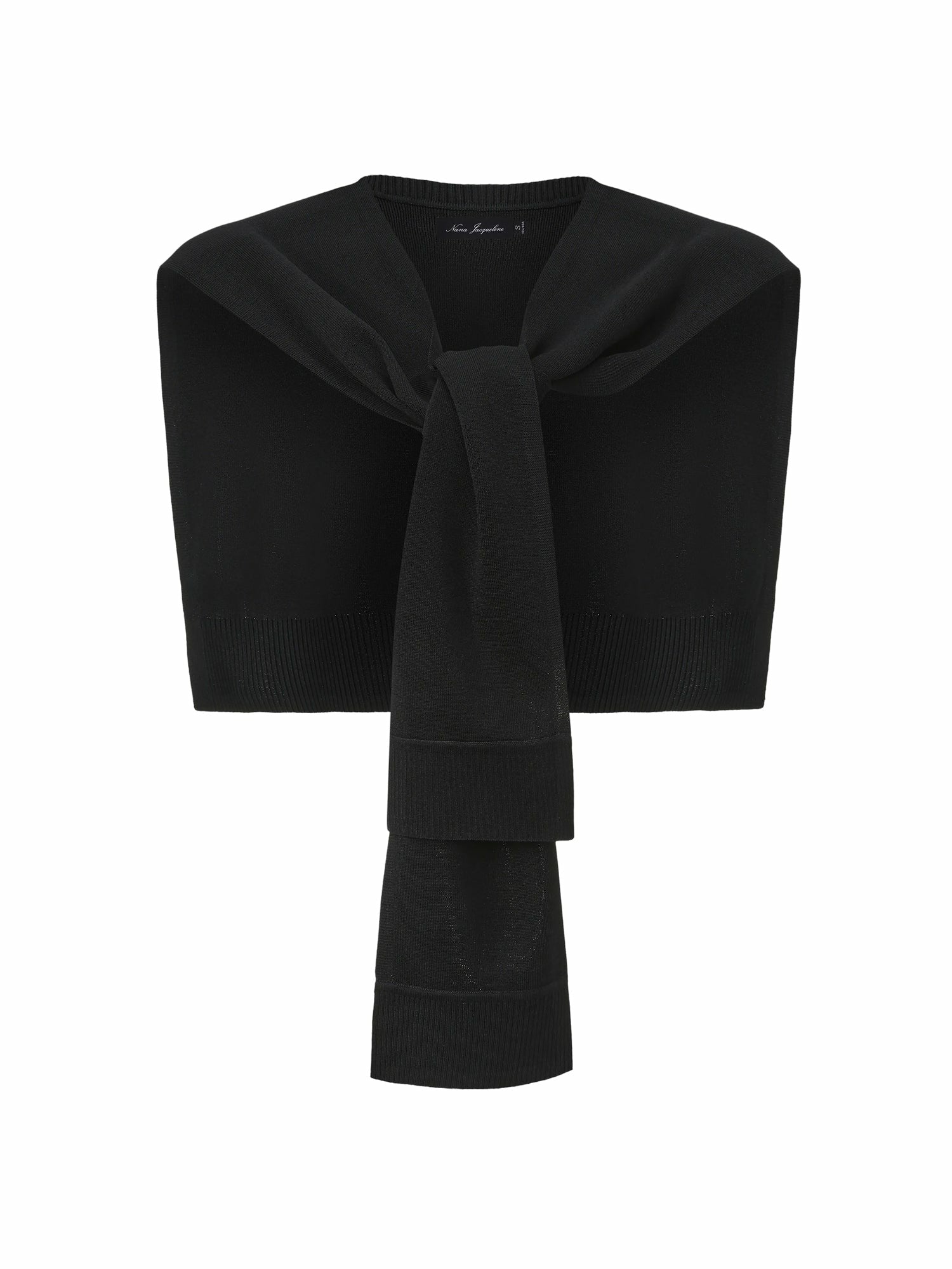 Nana Jacqueline Black Knit Shawl with Ribbed Hem Black