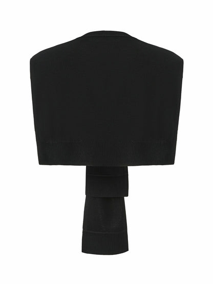 Nana Jacqueline Black Knit Shawl with Ribbed Hem Black