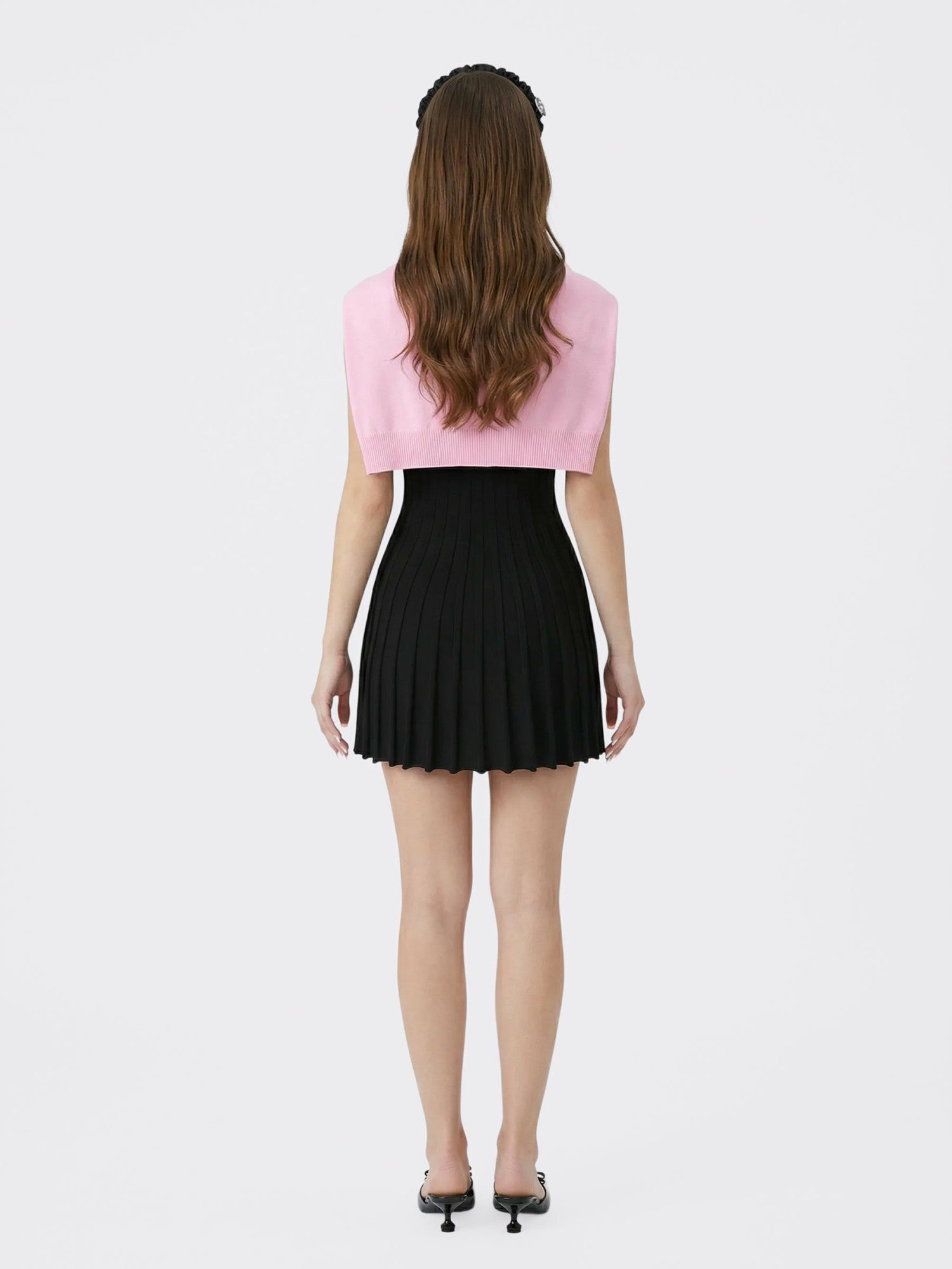 Nana Jacqueline Pink Knit Shawl with Ribbed Hem Pink