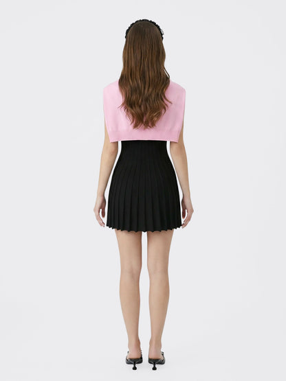 Nana Jacqueline Pink Knit Shawl with Ribbed Hem Pink