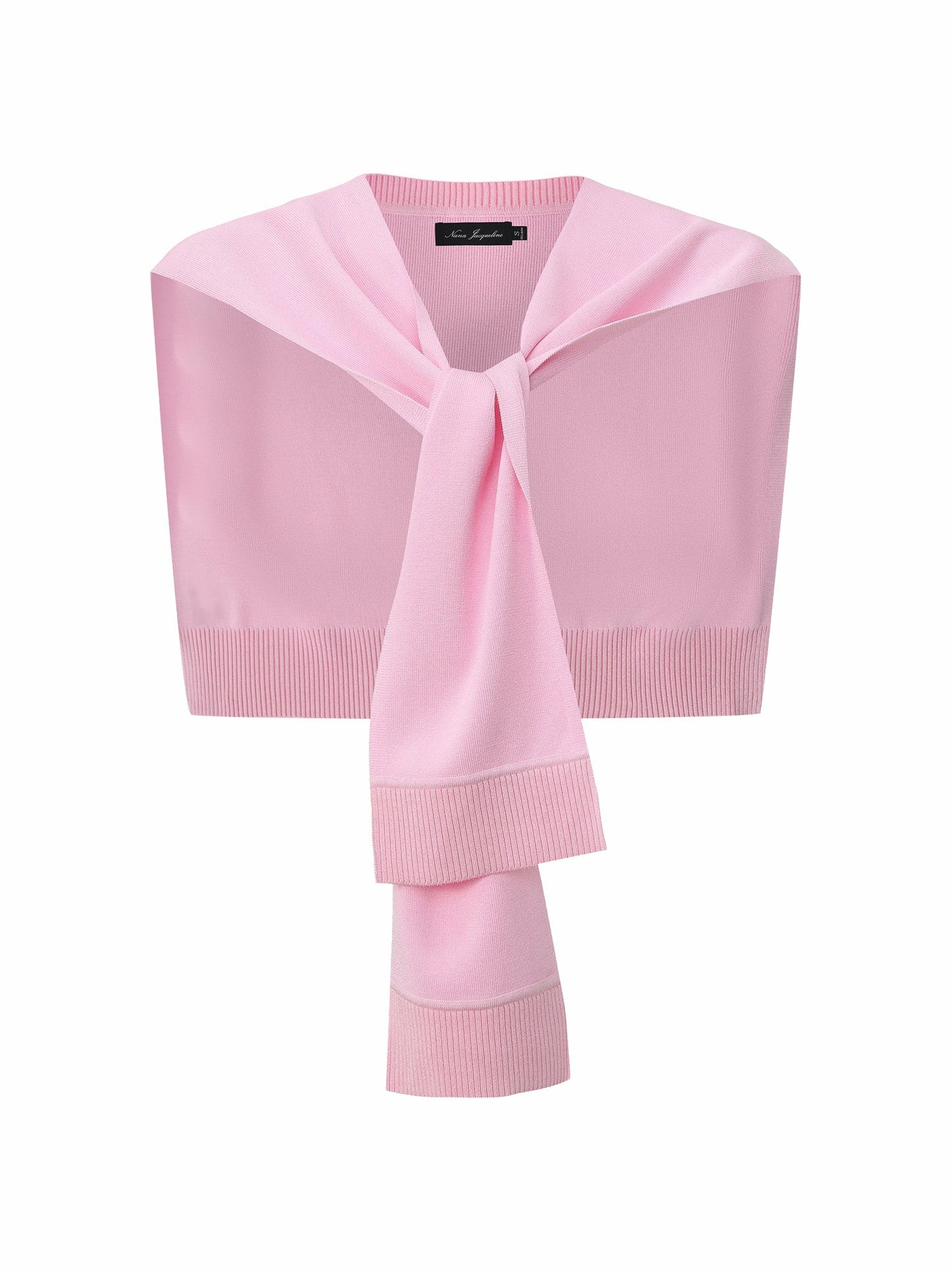 Nana Jacqueline Pink Knit Shawl with Ribbed Hem Pink