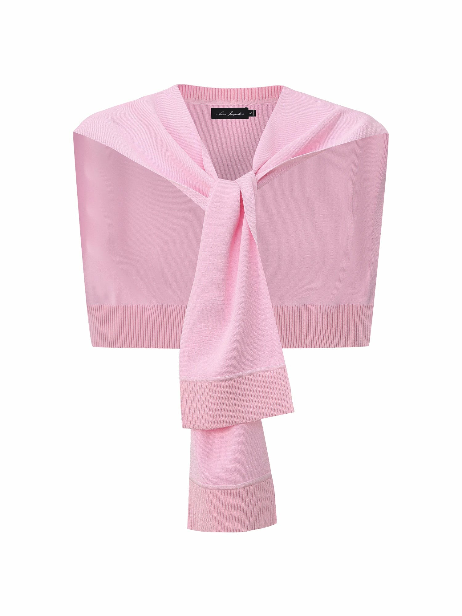 Nana Jacqueline Pink Knit Shawl with Ribbed Hem Pink