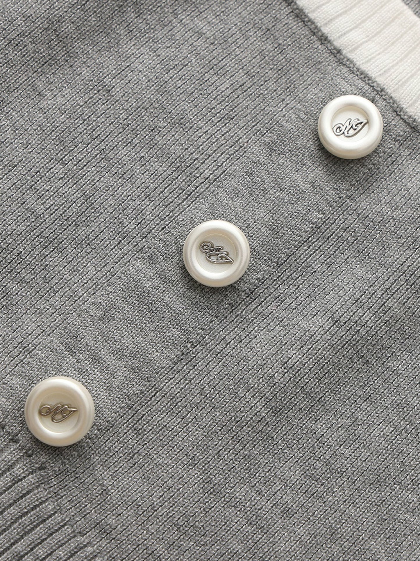 Nana Jacqueline Grey Contrast-Trim Fitted Knit Vest Grey
