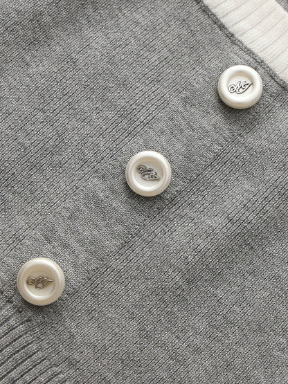 Nana Jacqueline Grey Contrast-Trim Fitted Knit Vest Grey