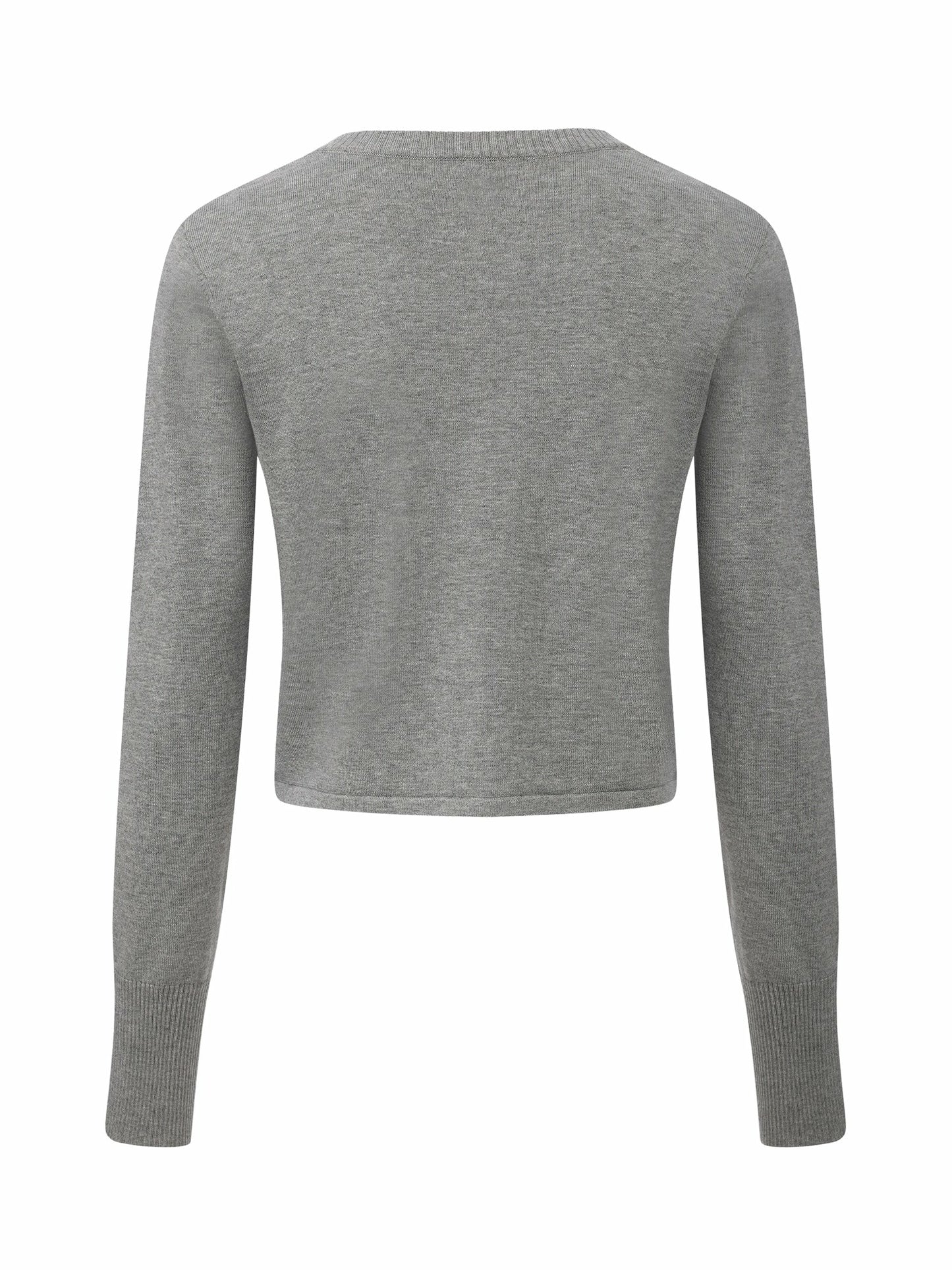 Nana Jacqueline Grey Fitted Round-Neck Knit Cardigan Grey