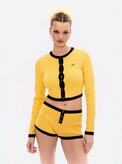 Nana Jacqueline Eliza Knit Cardigan: Yellow Cardigan for Brunch Yellow