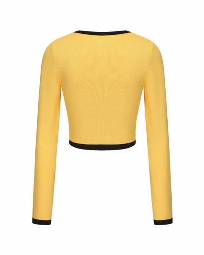 Nana Jacqueline Eliza Knit Cardigan: Yellow Cardigan for Brunch Yellow