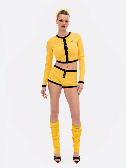 Nana Jacqueline Eliza Knit Cardigan: Yellow Cardigan for Brunch Yellow